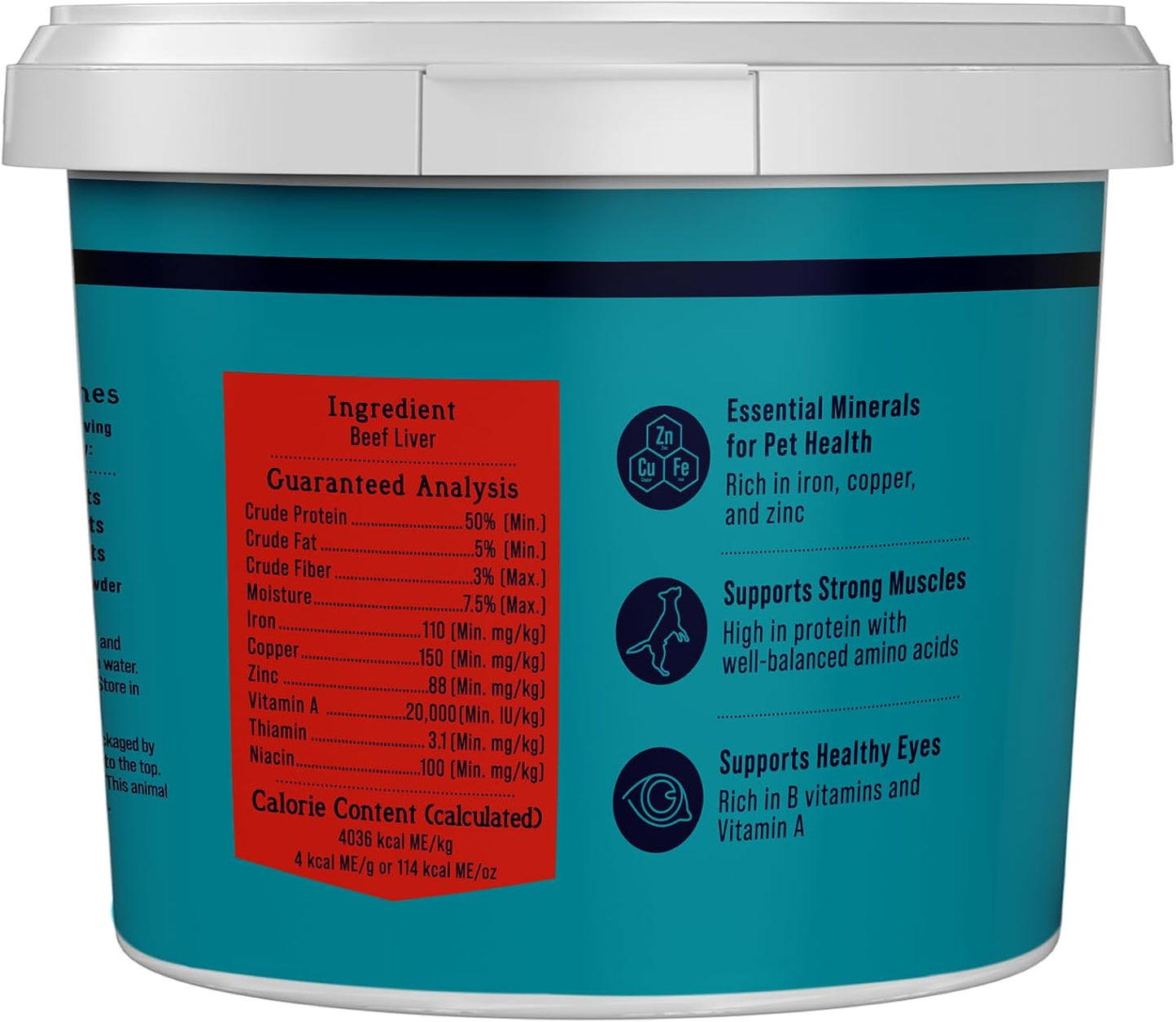 100% Beef Liver Dog Treats, 14 Oz Tub, ~315 Pieces, Freeze Dried Raw, Single Ingredient, 50% Protein Training Treats or Meal Topper, Grain Free, Gluten Free